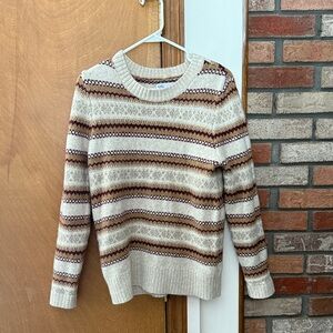 Croft & Barrow Cream and Brown Striped Sweater